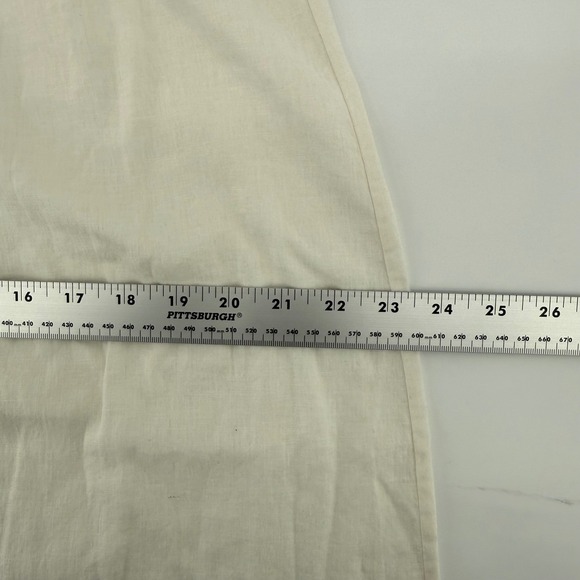 Zara Womens Size Large Linen Blend Eyelet Maxi Skirt Off White Boho Flowy - Picture 9 of 11